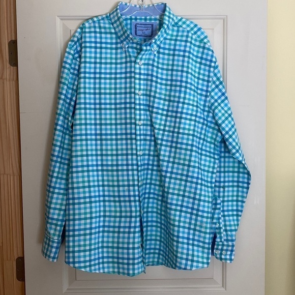 Saddlebread Vtg Oxford Button Down Plaid  Shirt Aqua Green White XL *Tiny Flaw - Picture 1 of 8